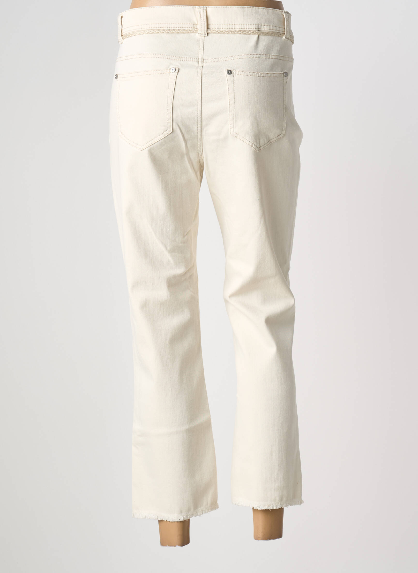 Pantalon 7/8 stretch taille normale beige ANNA MONTANA femme