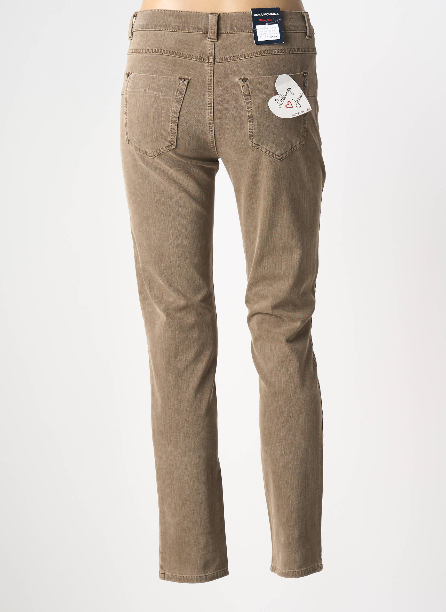 Pantalon slim stretch taille normale marron ANNA MONTANA femme