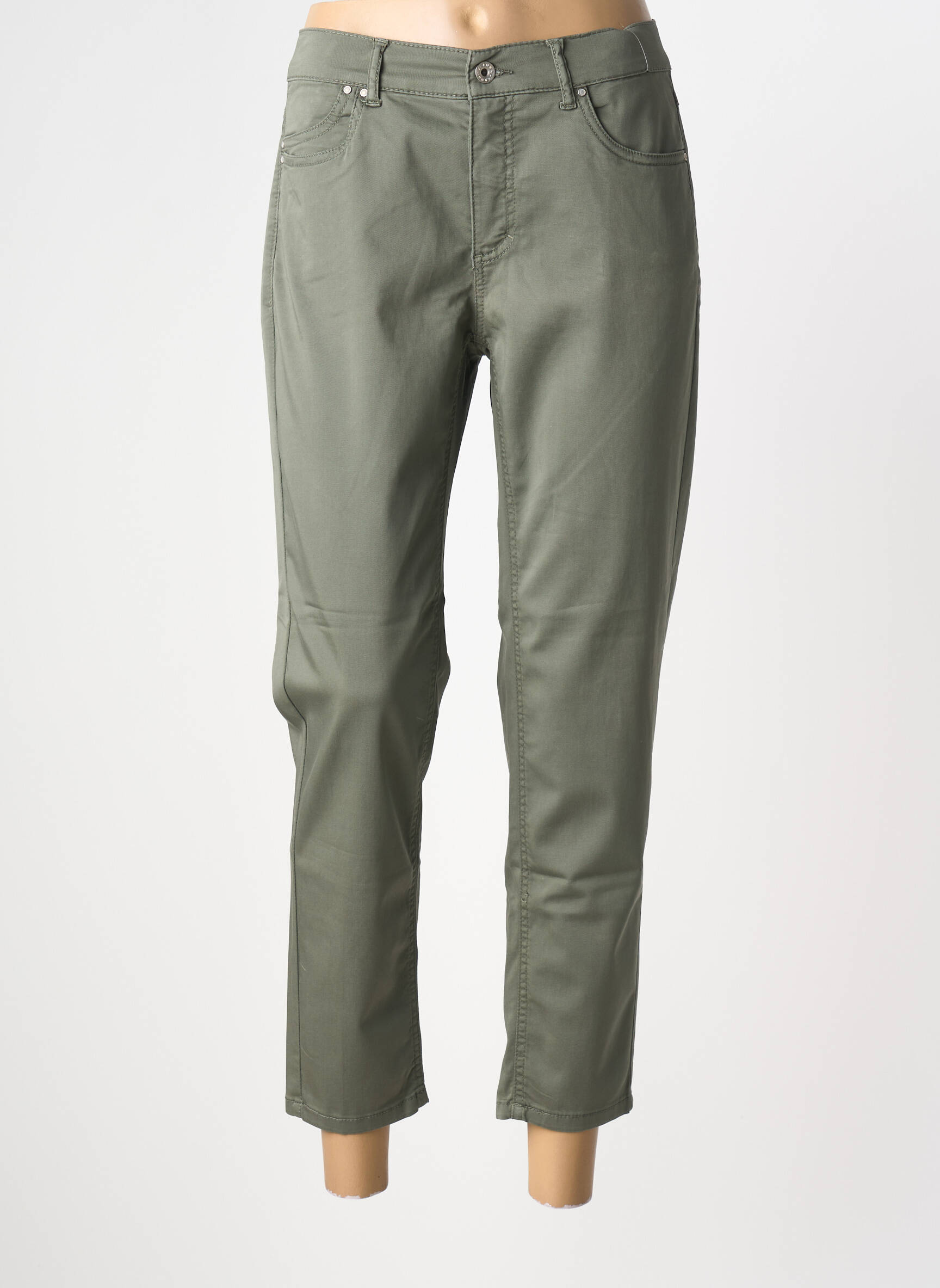 Pantalon 7/8 stretch taille normale vert ANNA MONTANA femme