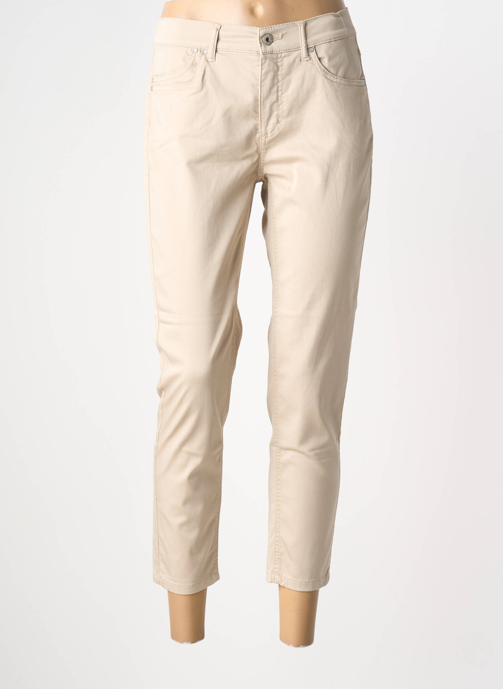 Pantalon 7/8 stretch taille normale beige ANNA MONTANA femme