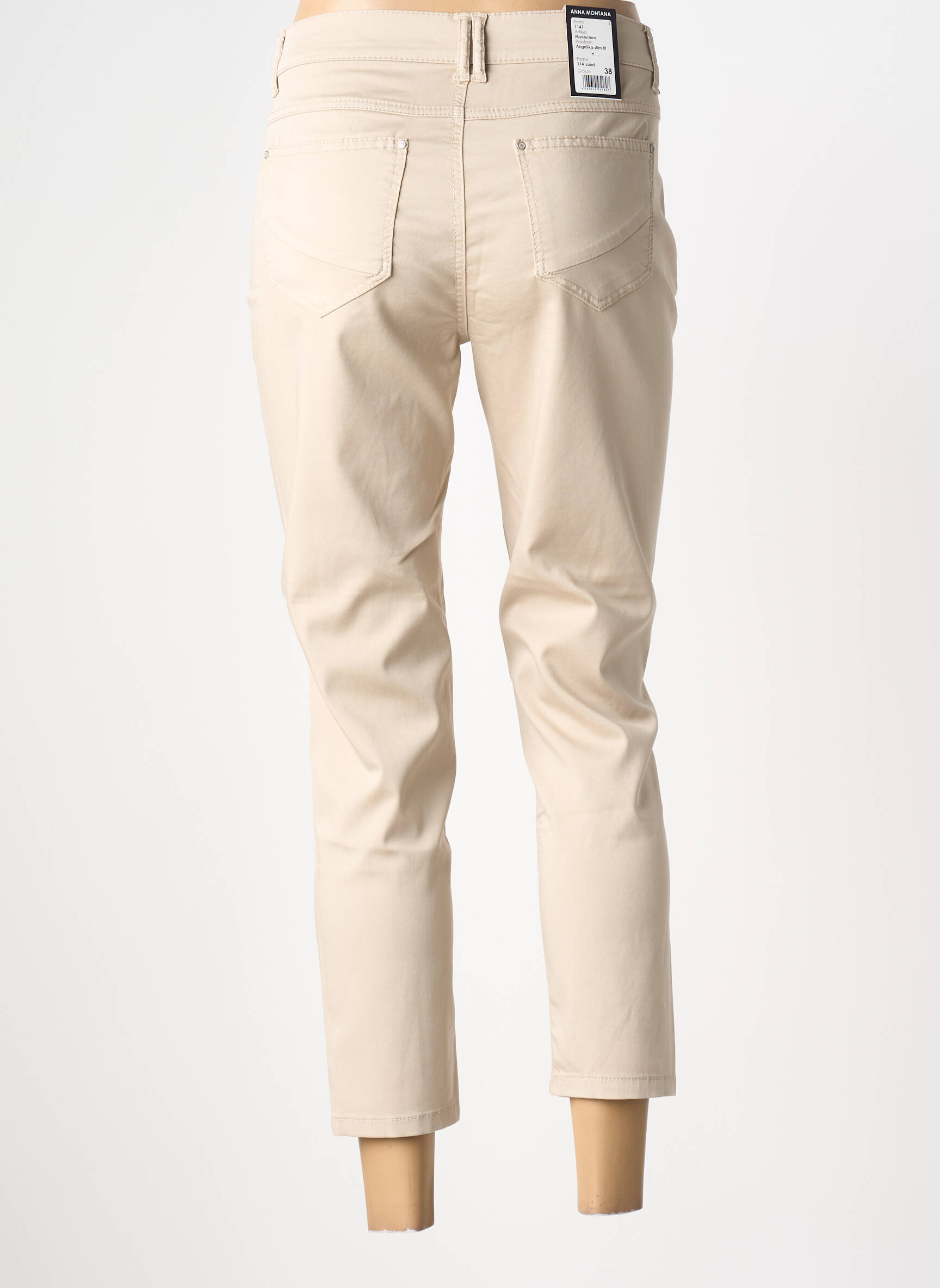 Pantalon 7/8 stretch taille normale beige ANNA MONTANA femme