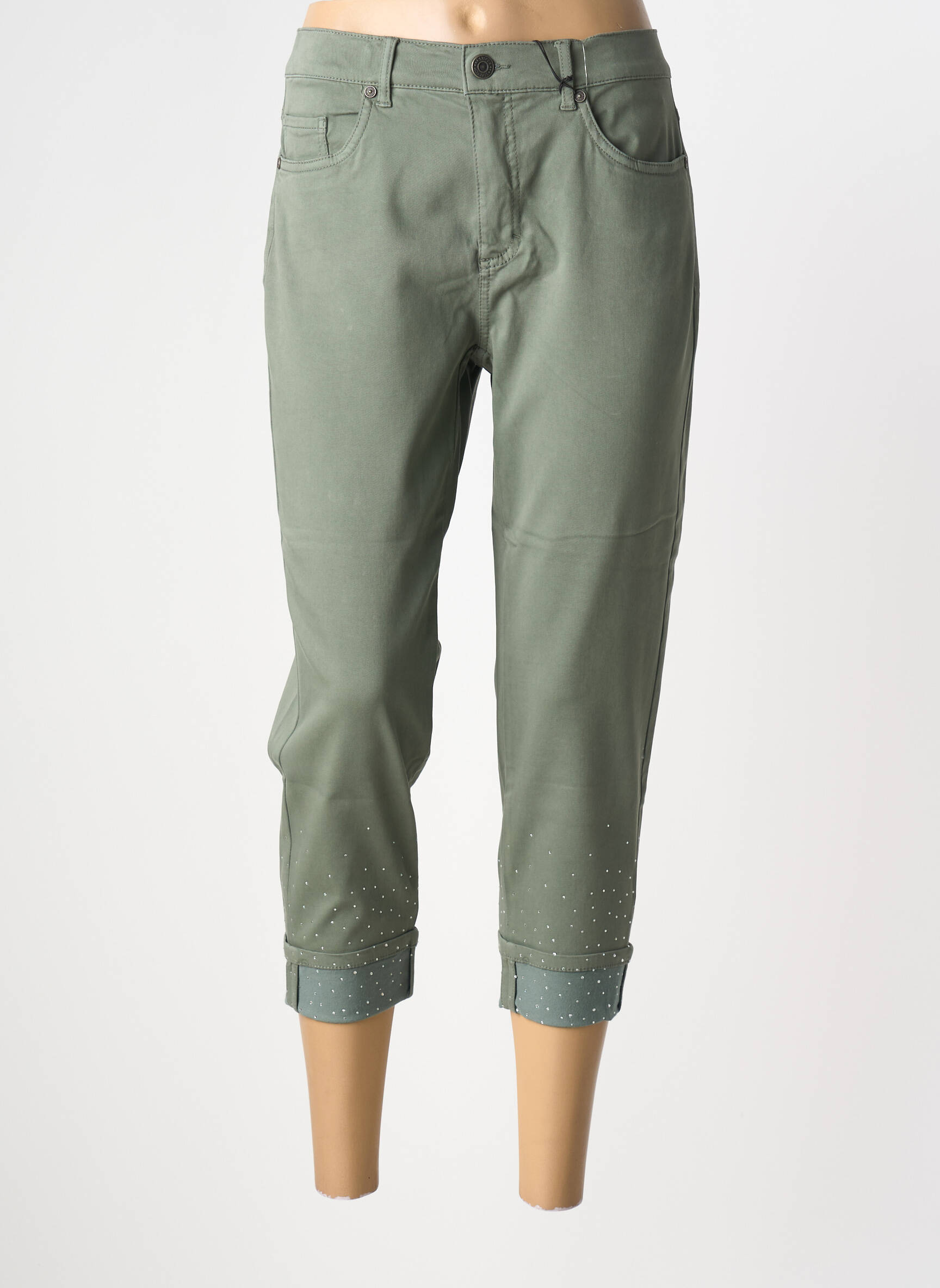 Pantacourt stretch taille normale vert ANNA MONTANA femme