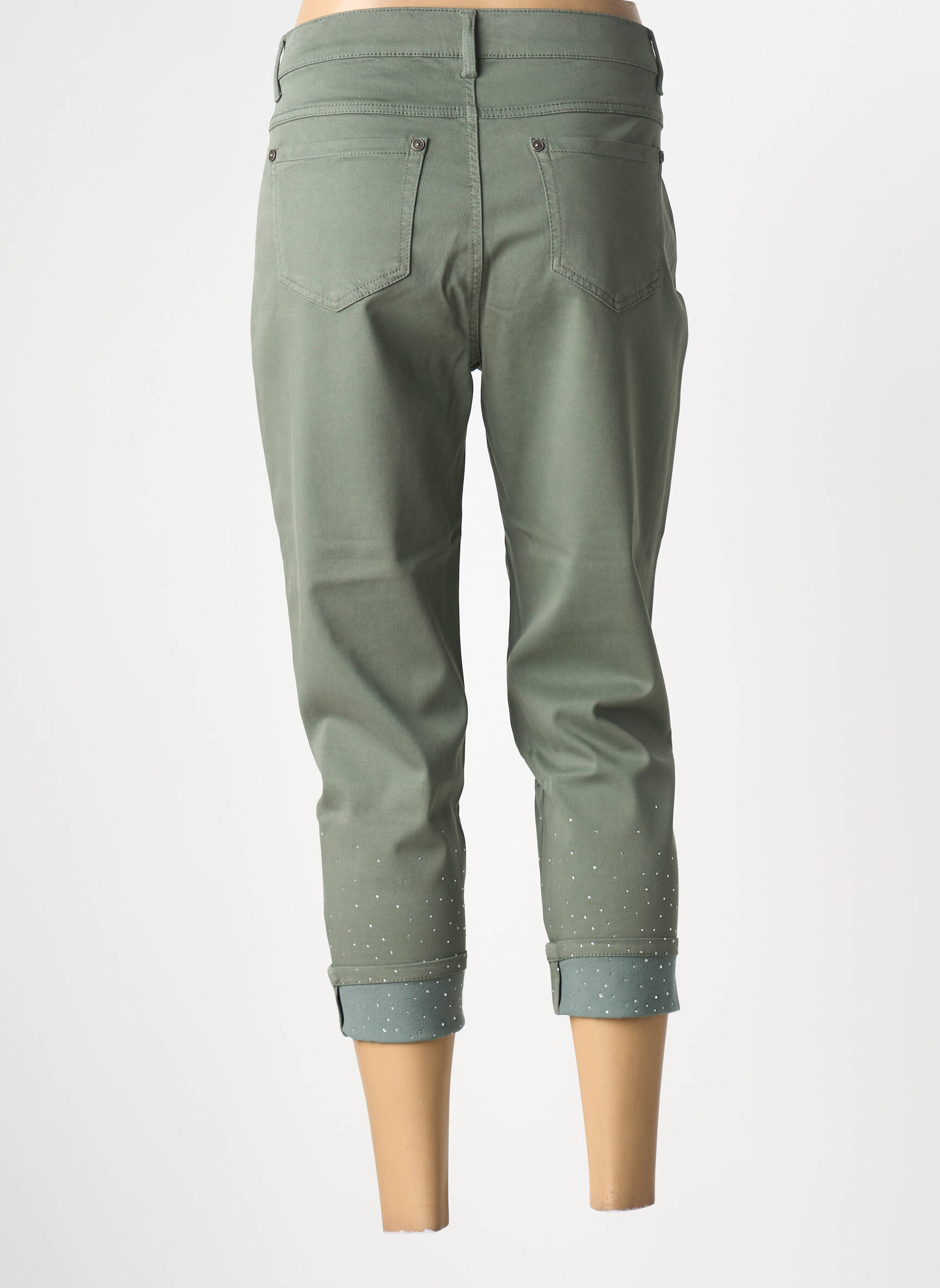 Pantacourt stretch taille normale vert ANNA MONTANA femme