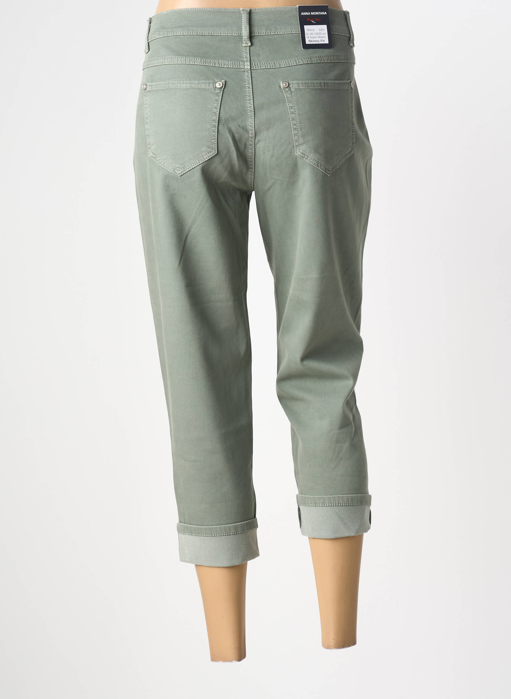 Pantacourt stretch taille normale vert ANNA MONTANA femme