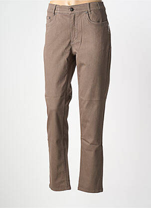Pantalon slim tissage popeline taille normale marron ANNA MONTANA femme