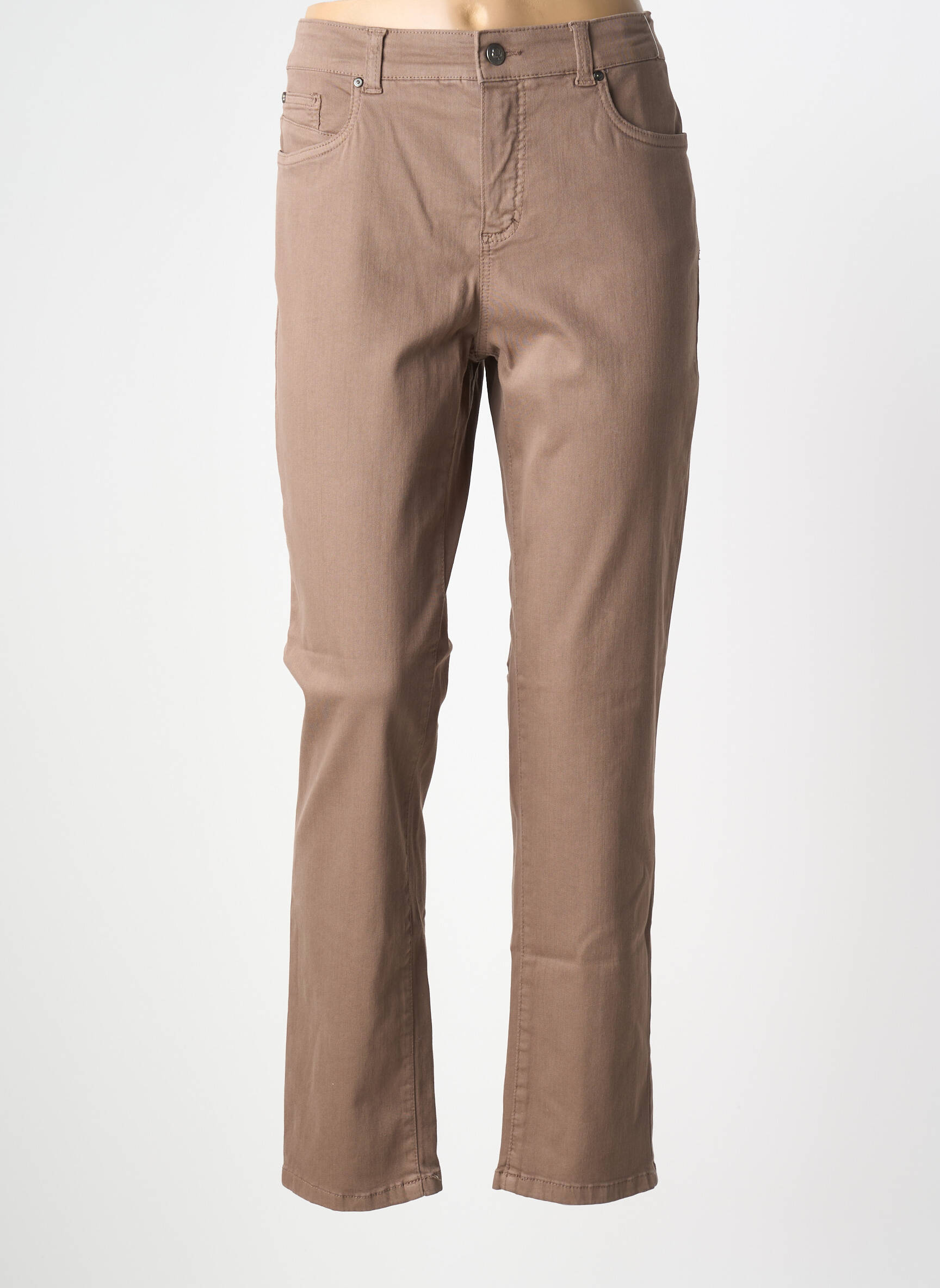 Pantalon droit stretch taille normale marron ANNA MONTANA femme