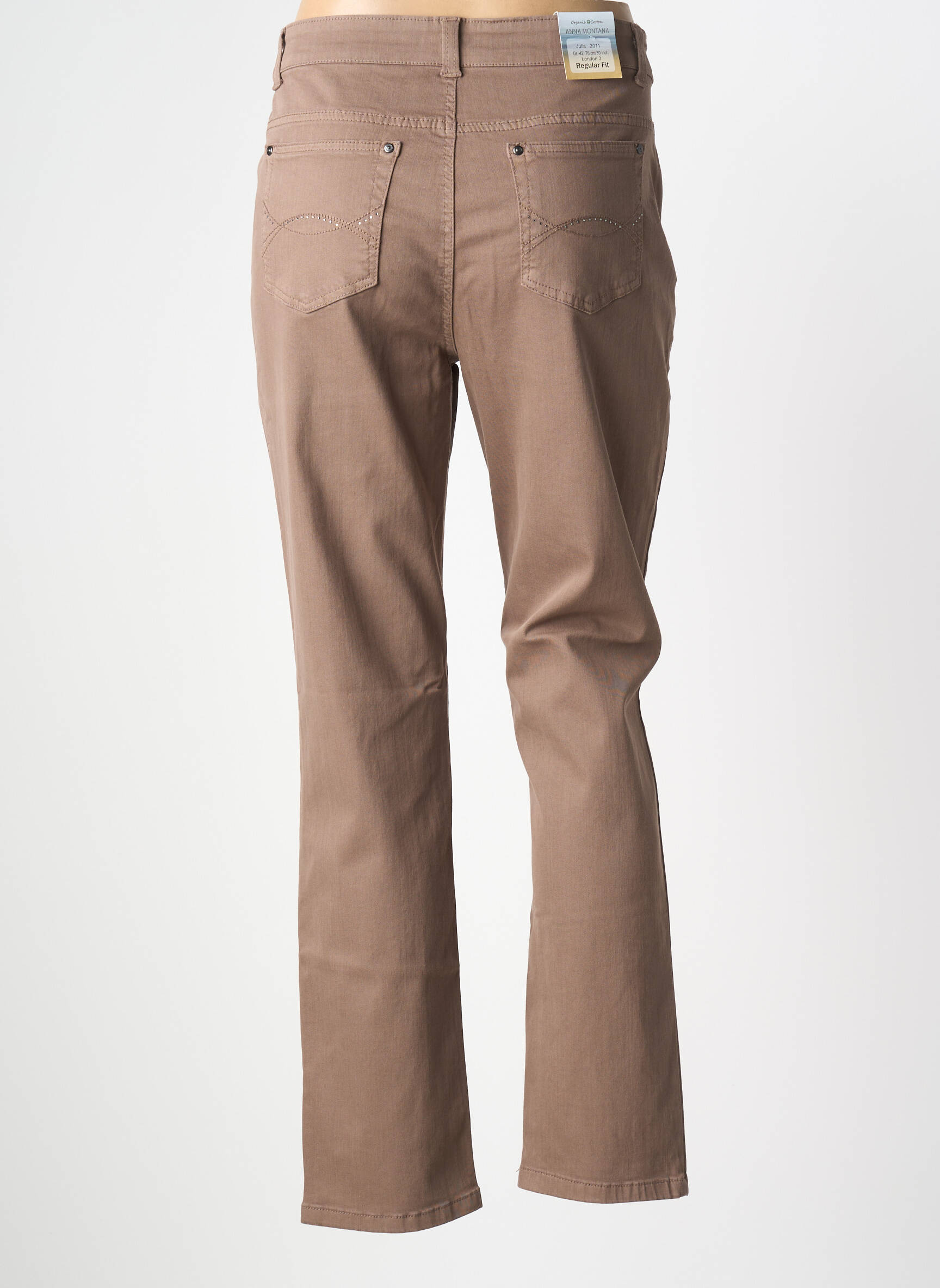 Pantalon droit stretch taille normale marron ANNA MONTANA femme