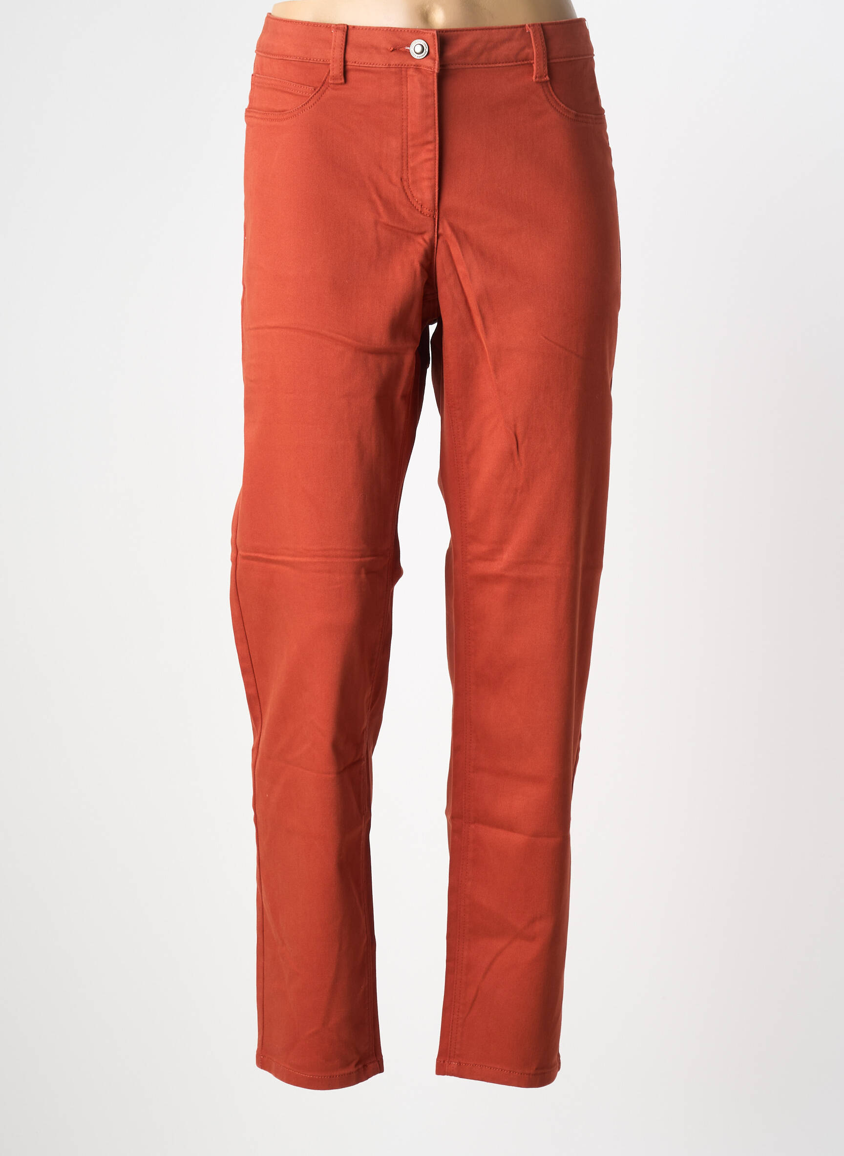 Pantalon droit stretch taille normale orange BARBARA LEBEK femme