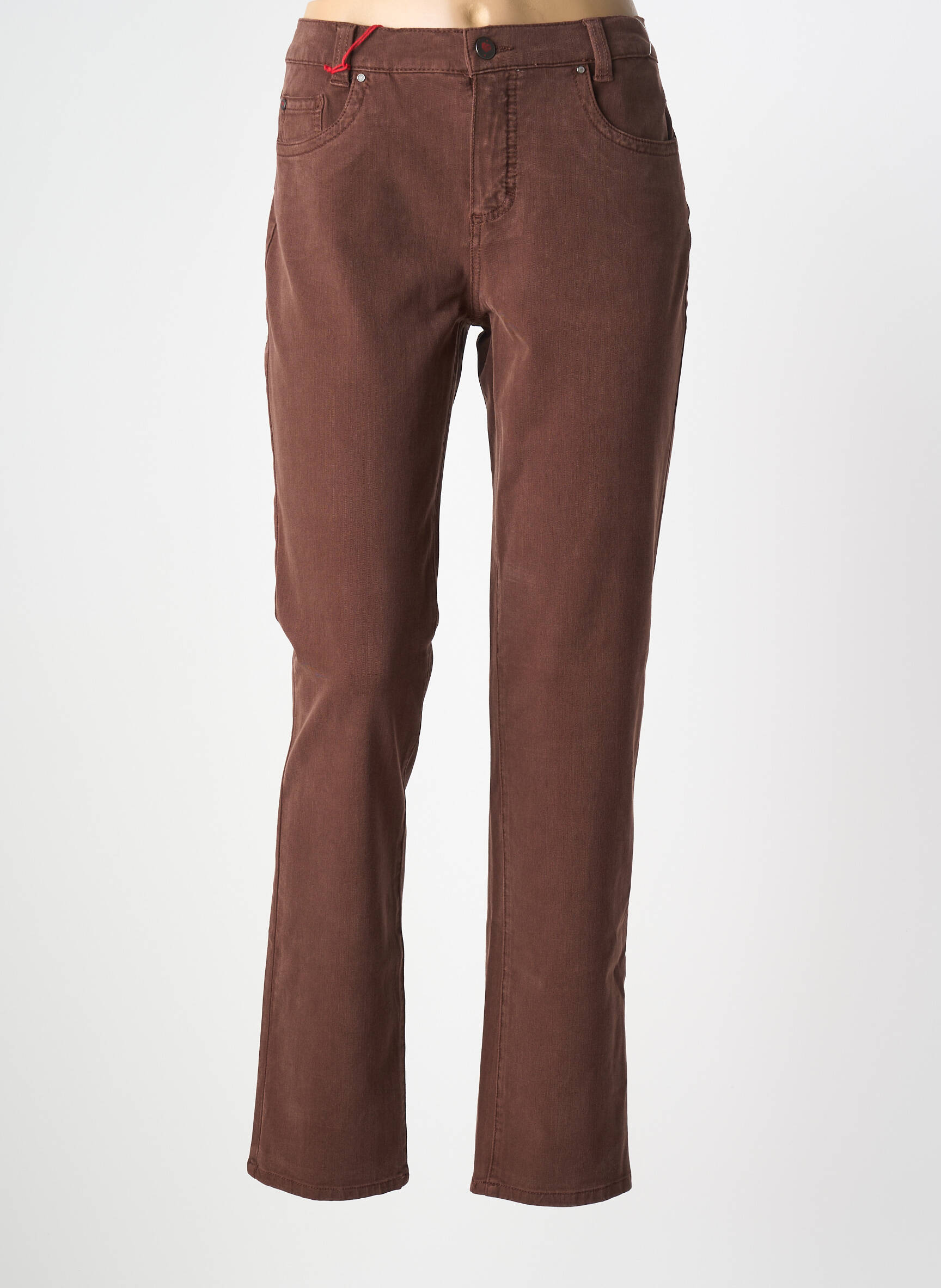 Jeans coupe droite stretch taille normale marron ANNA MONTANA femme