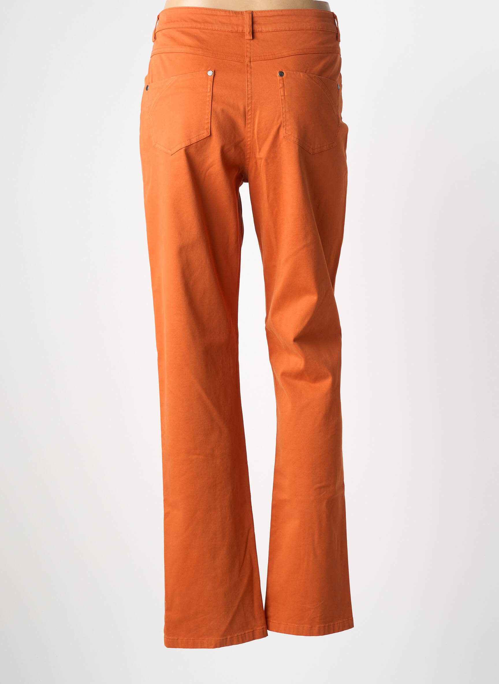 Pantalon droit stretch taille normale orange GUY DUBOUIS femme