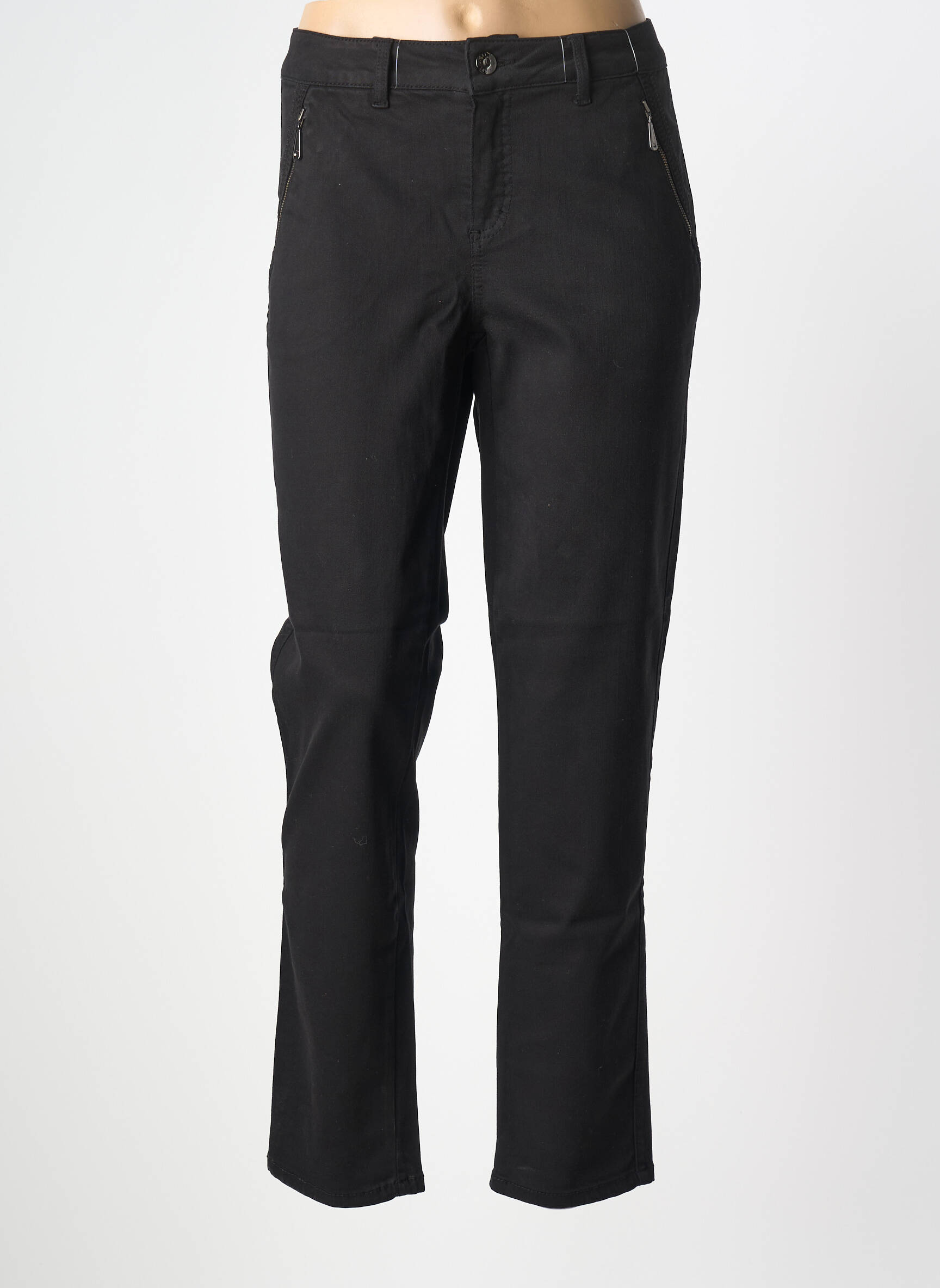Pantalon droit stretch taille normale noir ANNA MONTANA femme