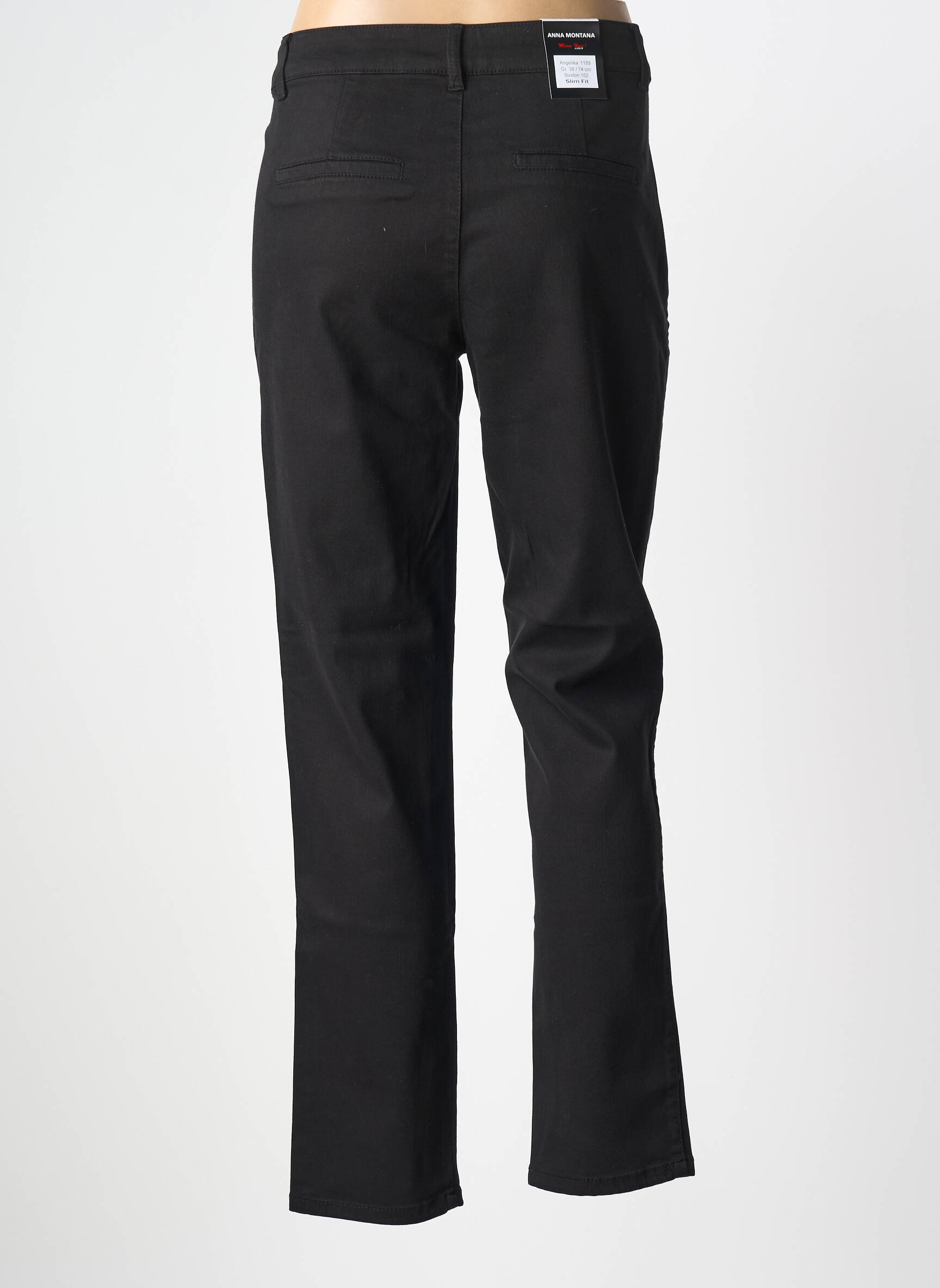 Pantalon droit stretch taille normale noir ANNA MONTANA femme