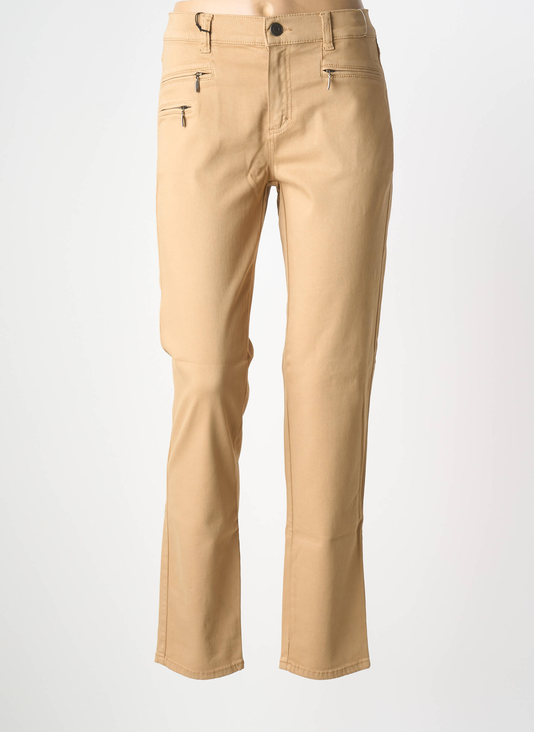 Pantalon droit stretch taille normale marron ANNA MONTANA femme