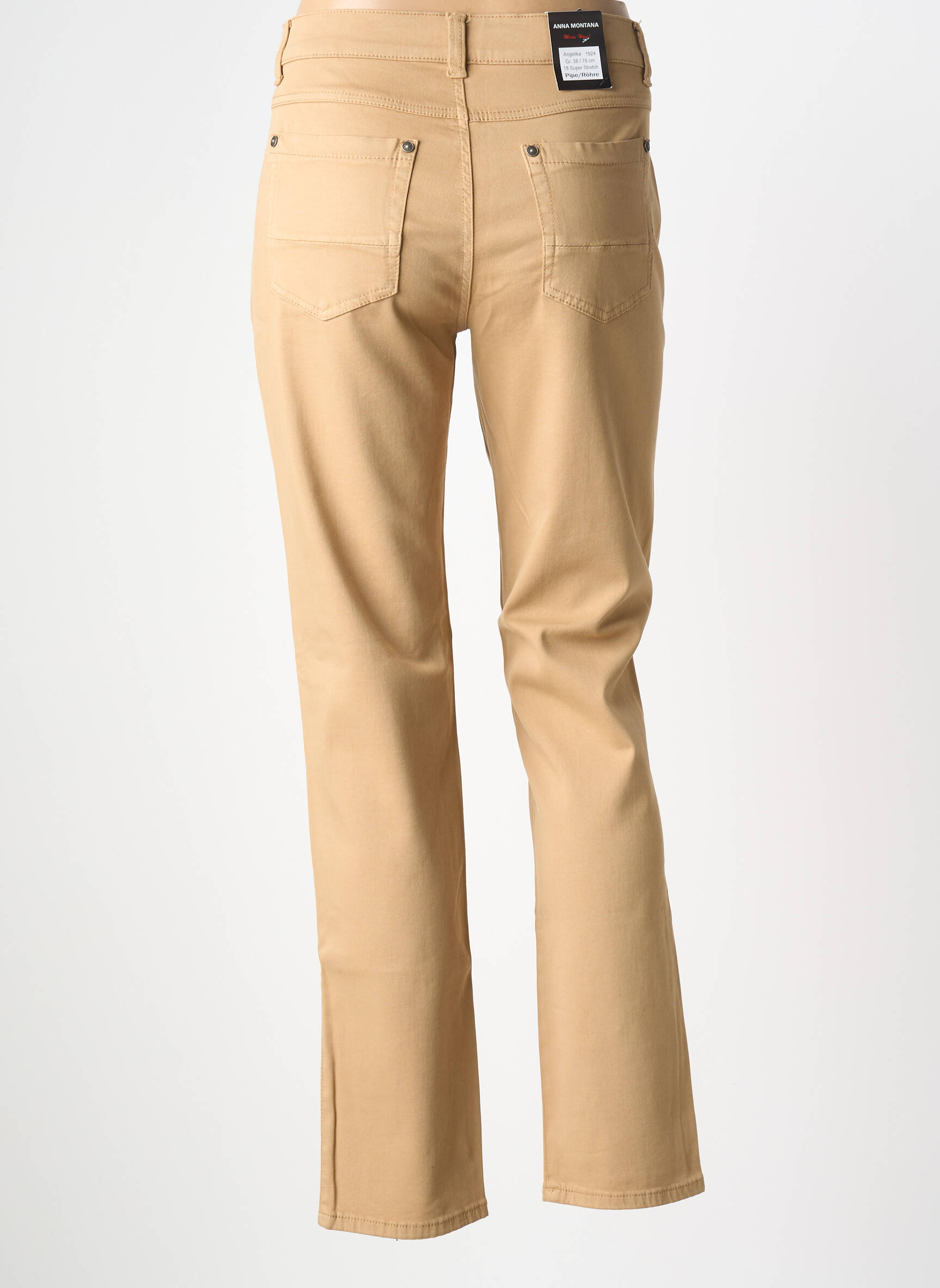 Pantalon droit stretch taille normale marron ANNA MONTANA femme