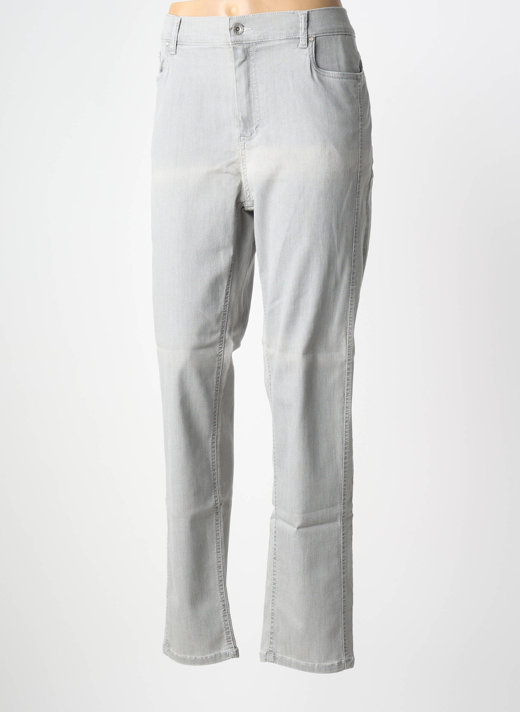 Pantalon droit stretch taille normale gris ANNA MONTANA femme