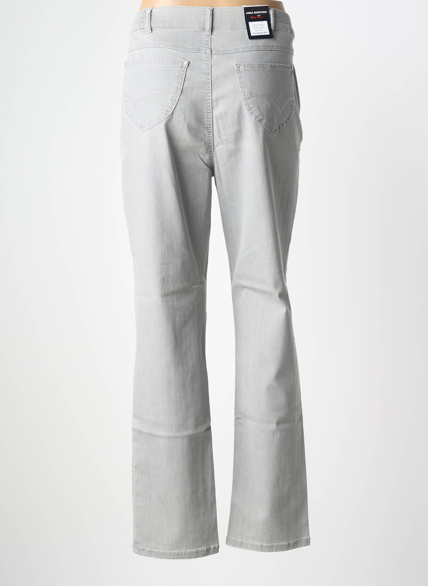 Pantalon droit stretch taille normale gris ANNA MONTANA femme