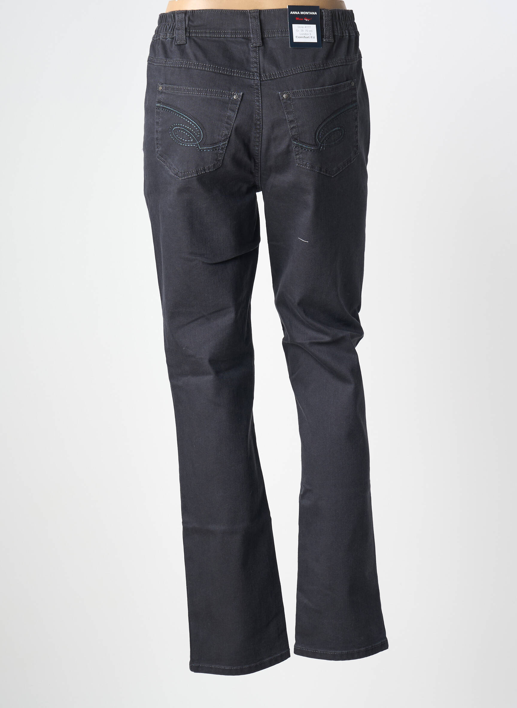 Jeans coupe droite stretch taille normale noir ANNA MONTANA femme