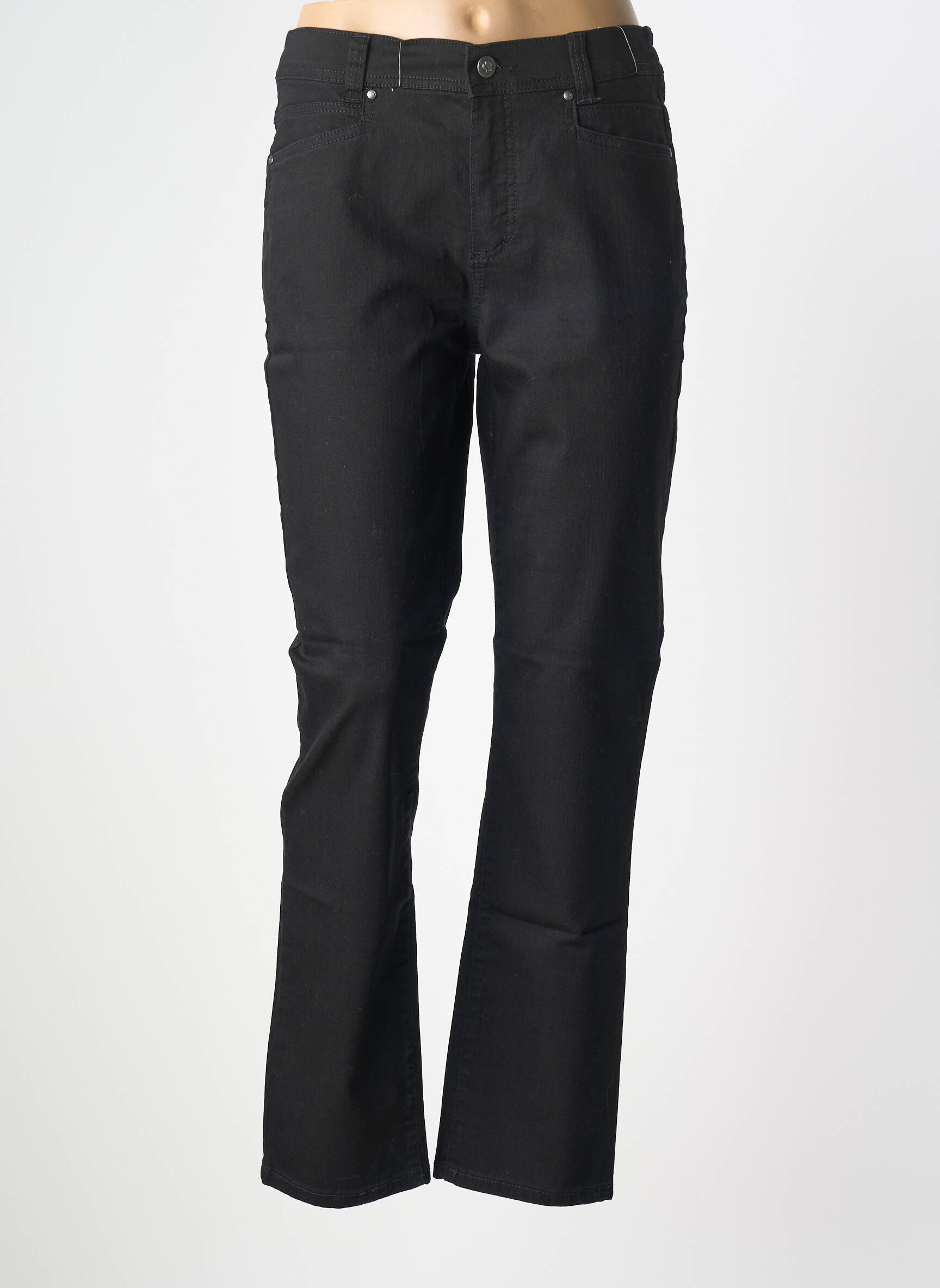 Jeans coupe droite stretch taille normale noir ANNA MONTANA femme
