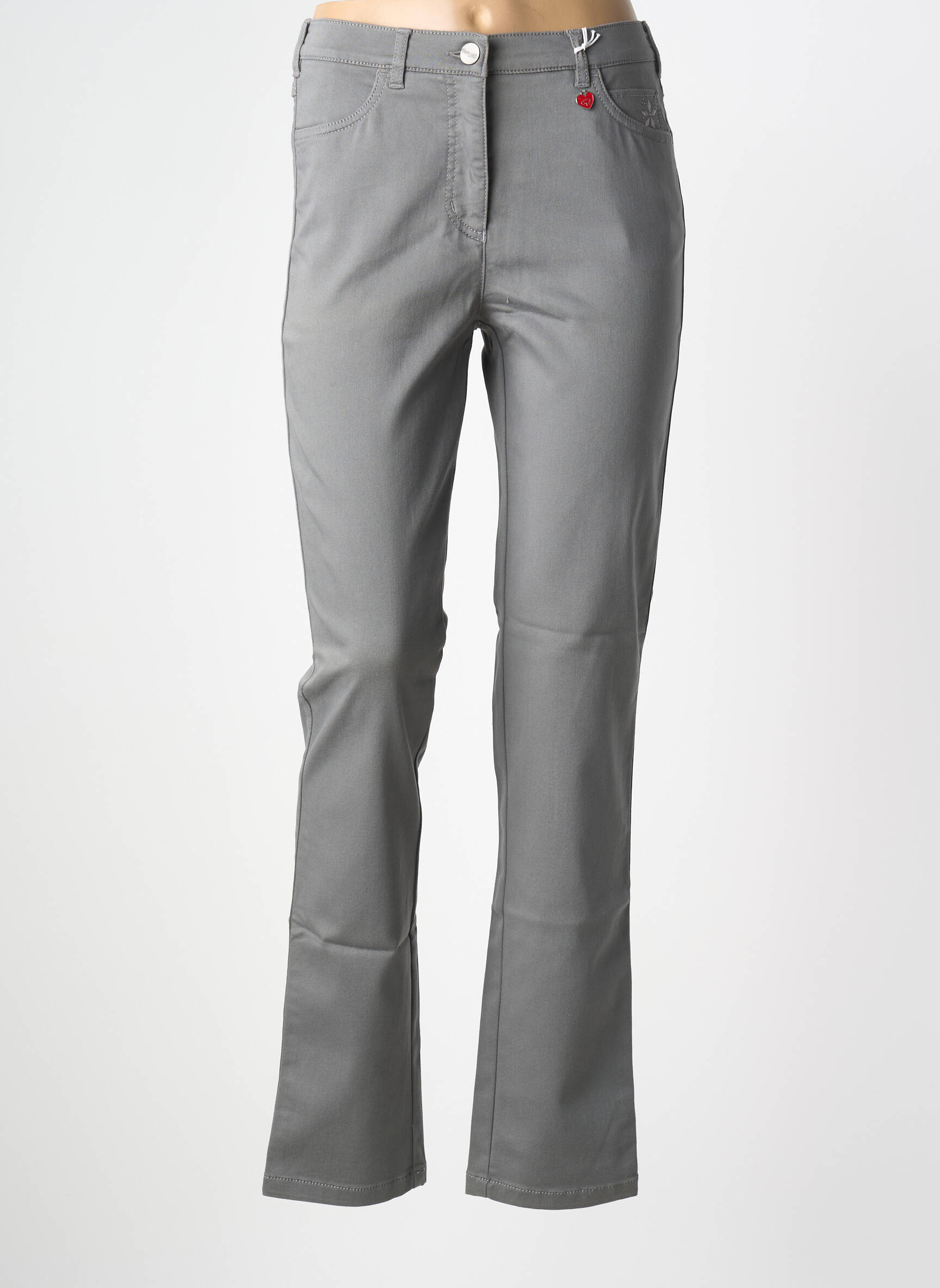 Pantalon droit stretch taille normale gris TONI femme