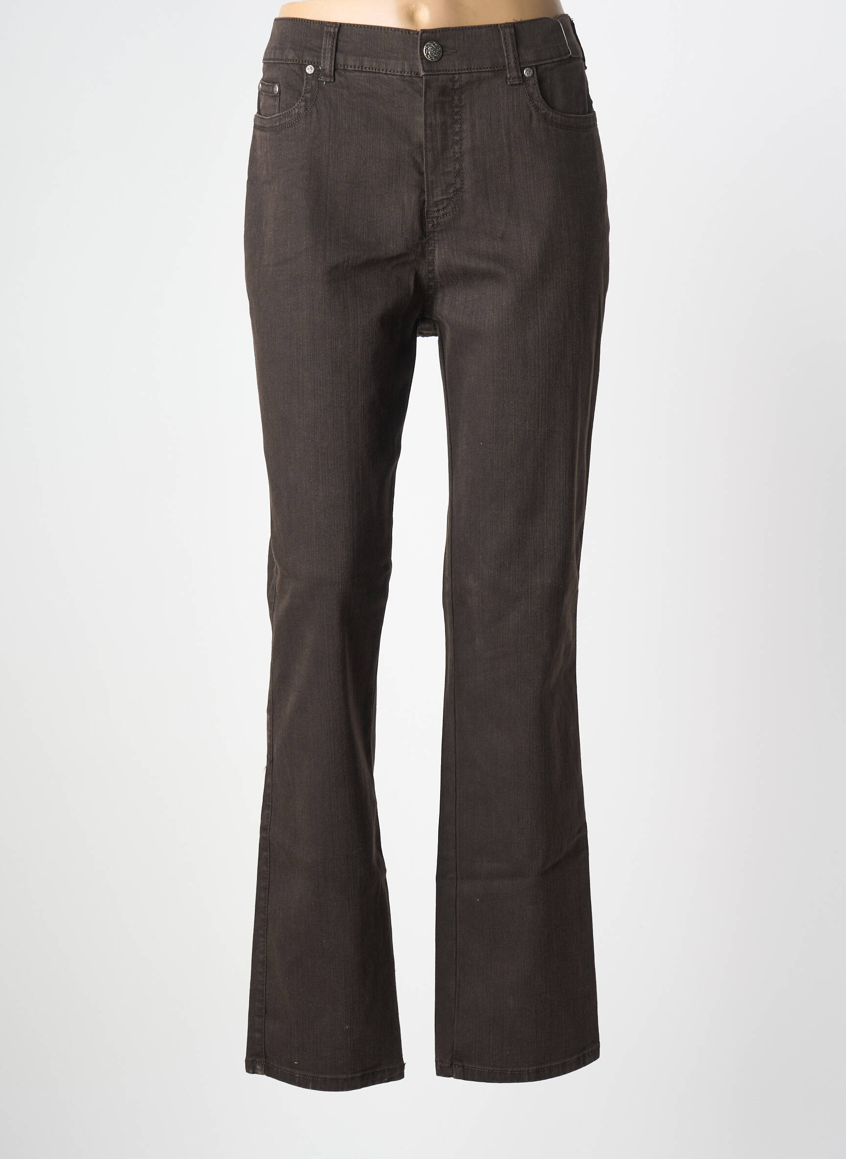 Jeans coupe droite stretch taille normale marron ANNA MONTANA femme