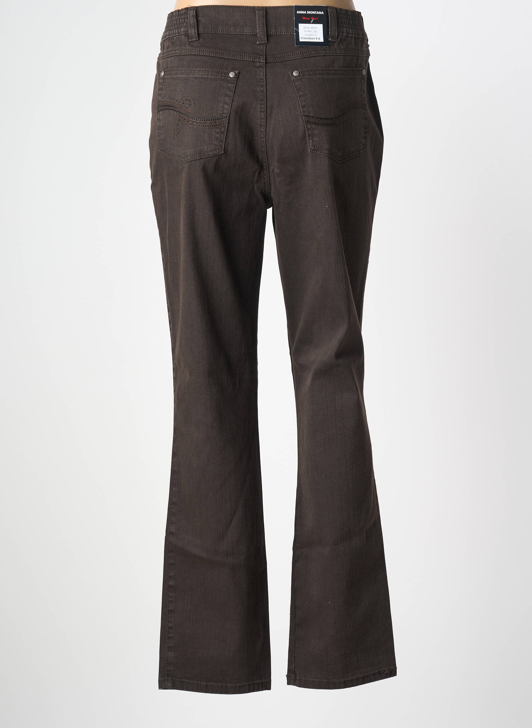Jeans coupe droite stretch taille normale marron ANNA MONTANA femme