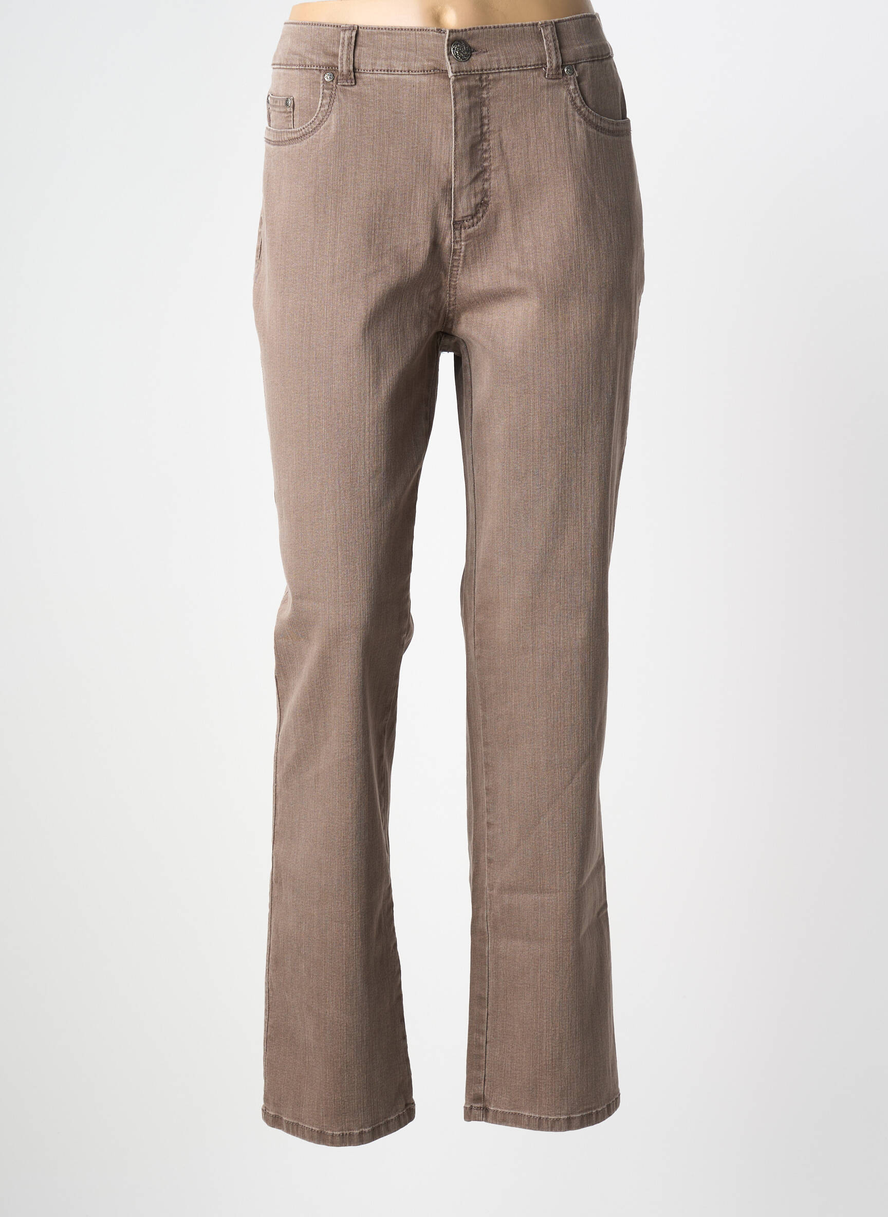 Jeans coupe droite stretch taille normale marron ANNA MONTANA femme