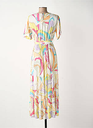 Robe longue tissage popeline manches courtes blanc COULEURS DU TEMPS femme