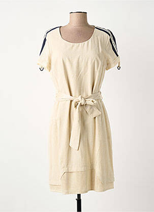 Robe mi-longue fermeture zippée au dos manches courtes beige MERI & ESCA femme