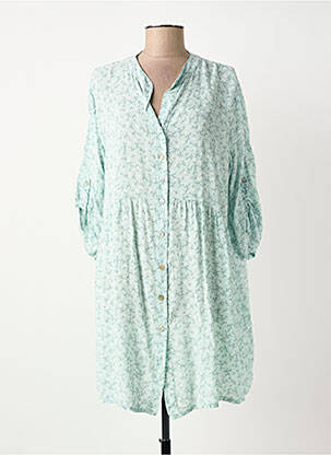 Robe mi-longue manches 3/4 manches 3/4 bleu COULEURS DU TEMPS femme
