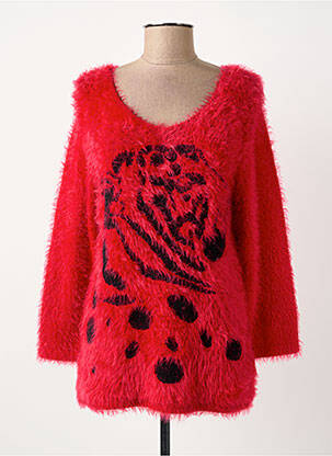 Pull coupe cintrée manches longues rouge MARBLE femme