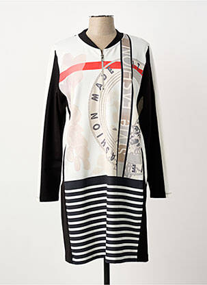 Robe mi-longue imprimé fantaisie manches longues blanc TUZZI femme