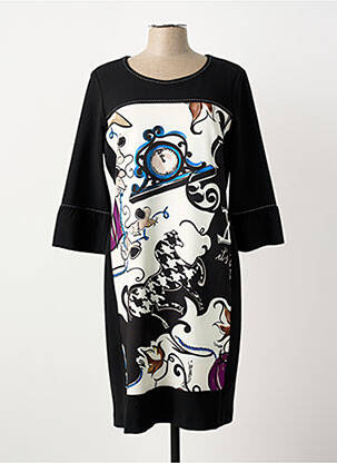 Robe mi-longue manches 3/4 manches 3/4 noir DIVAS femme