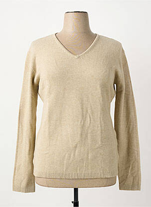 Pull coupe cintrée manches longues beige COULEURS DU TEMPS femme