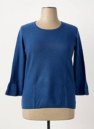 Pull coupe droite manches 3/4 bleu THOMAS RABE femme