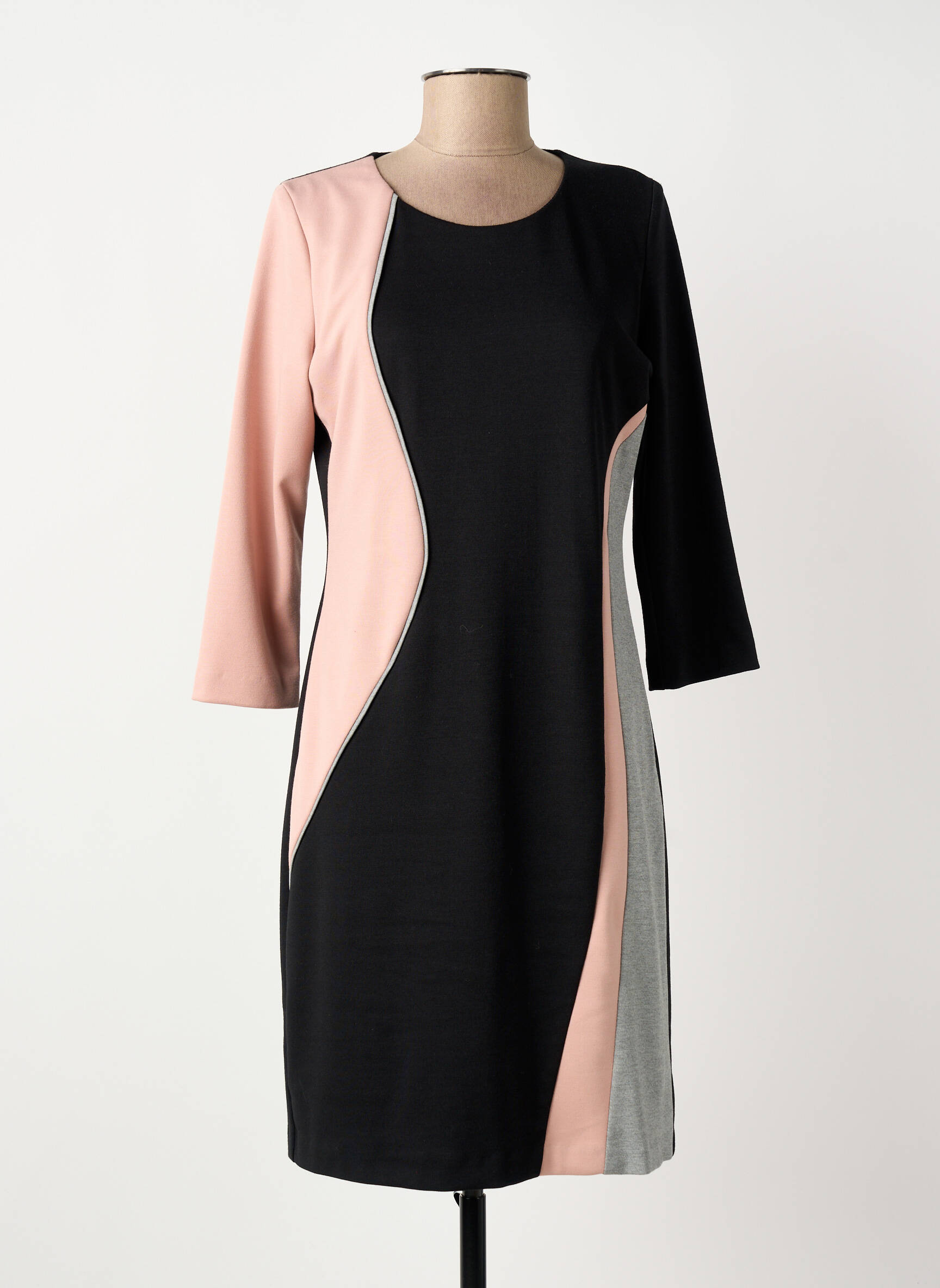 Robe mi-longue manches longues manches longues noir DIVAS femme