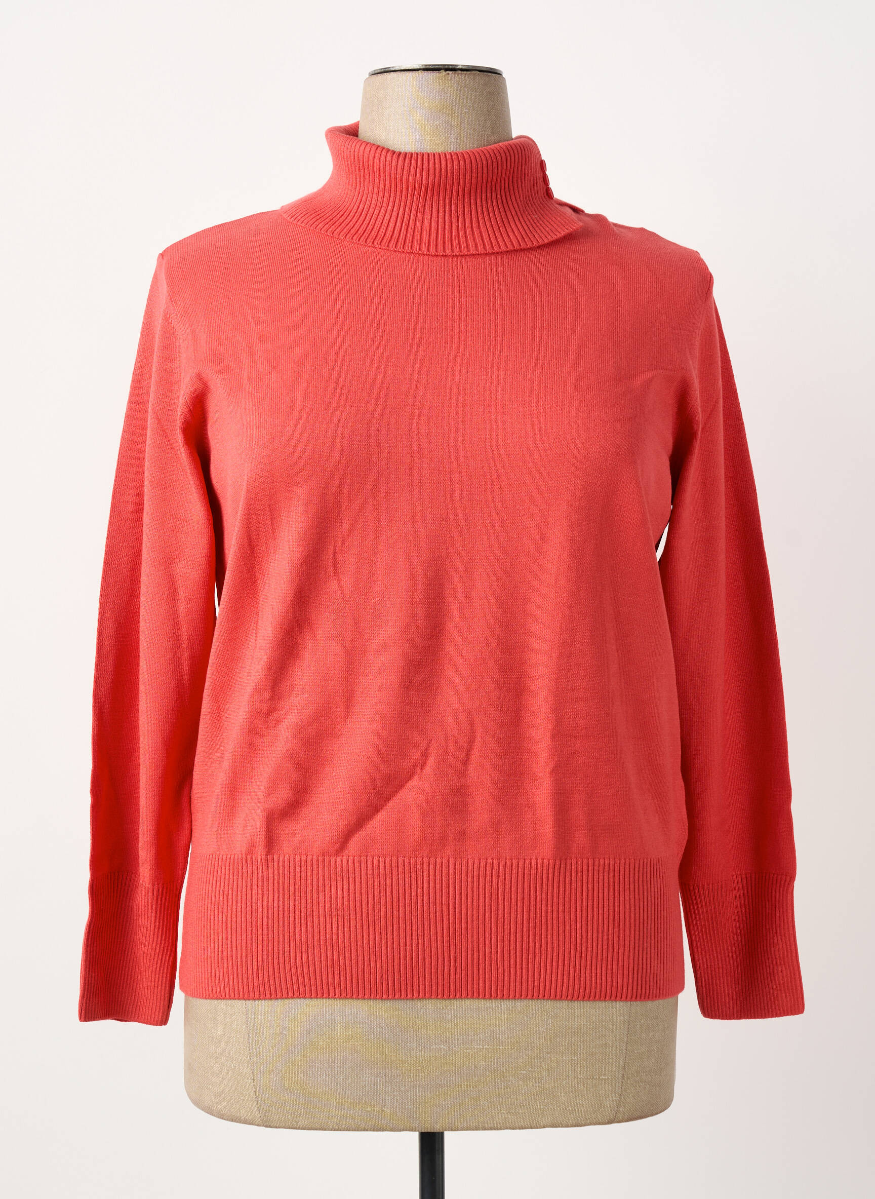 Pull col roulé coupe cintrée manches longues rouge RABE femme