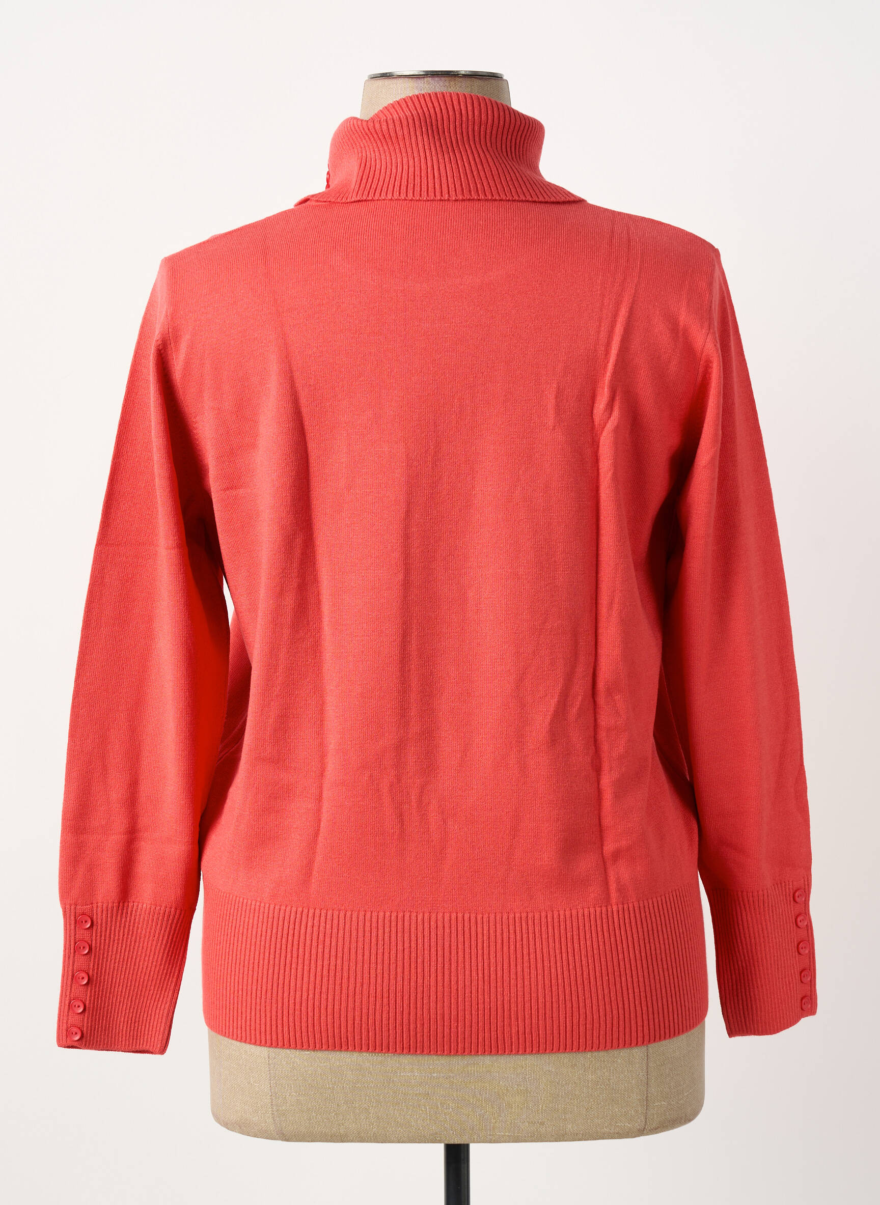 Pull col roulé coupe cintrée manches longues rouge RABE femme