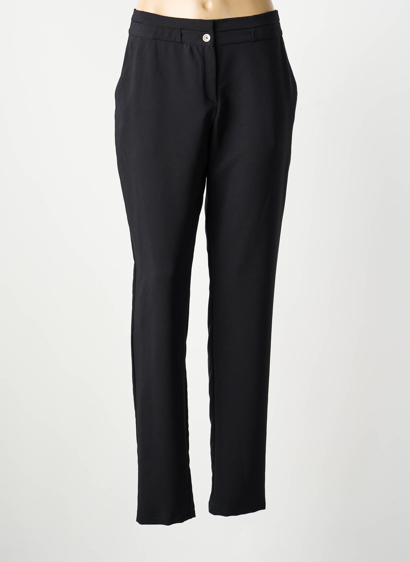 Pantalon droit fermeture zippée sous rabat boutonné noir GREGORY PAT femme