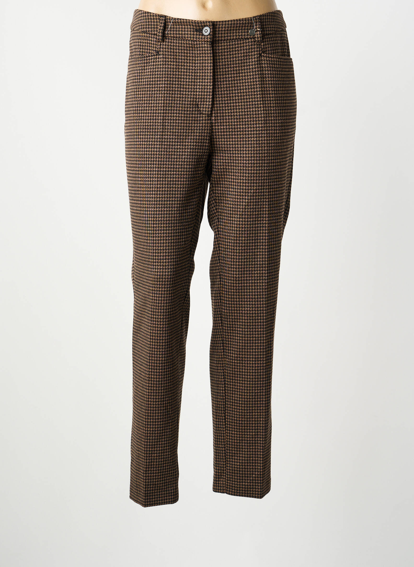 Pantalon droit stretch taille normale marron ANNA MONTANA femme