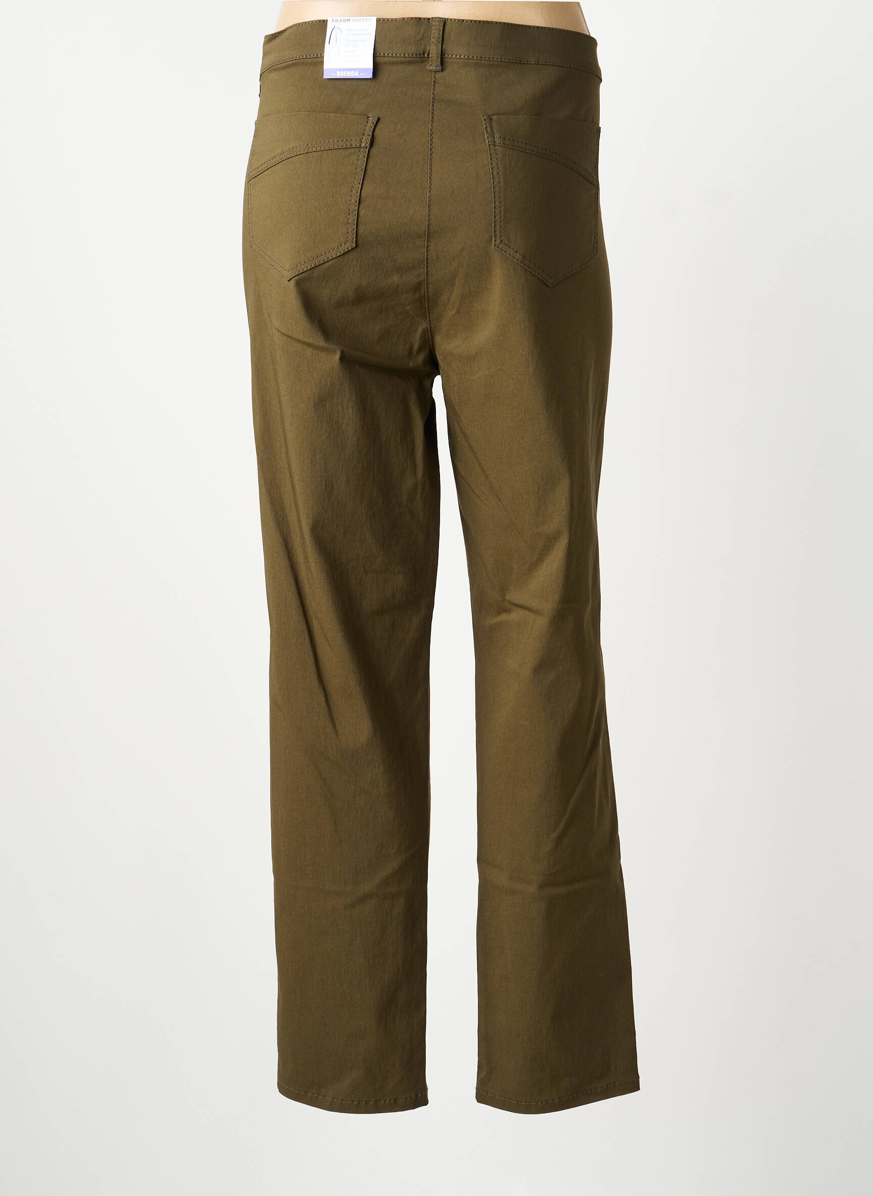 Pantalon droit stretch taille normale vert FRANK WALDER femme