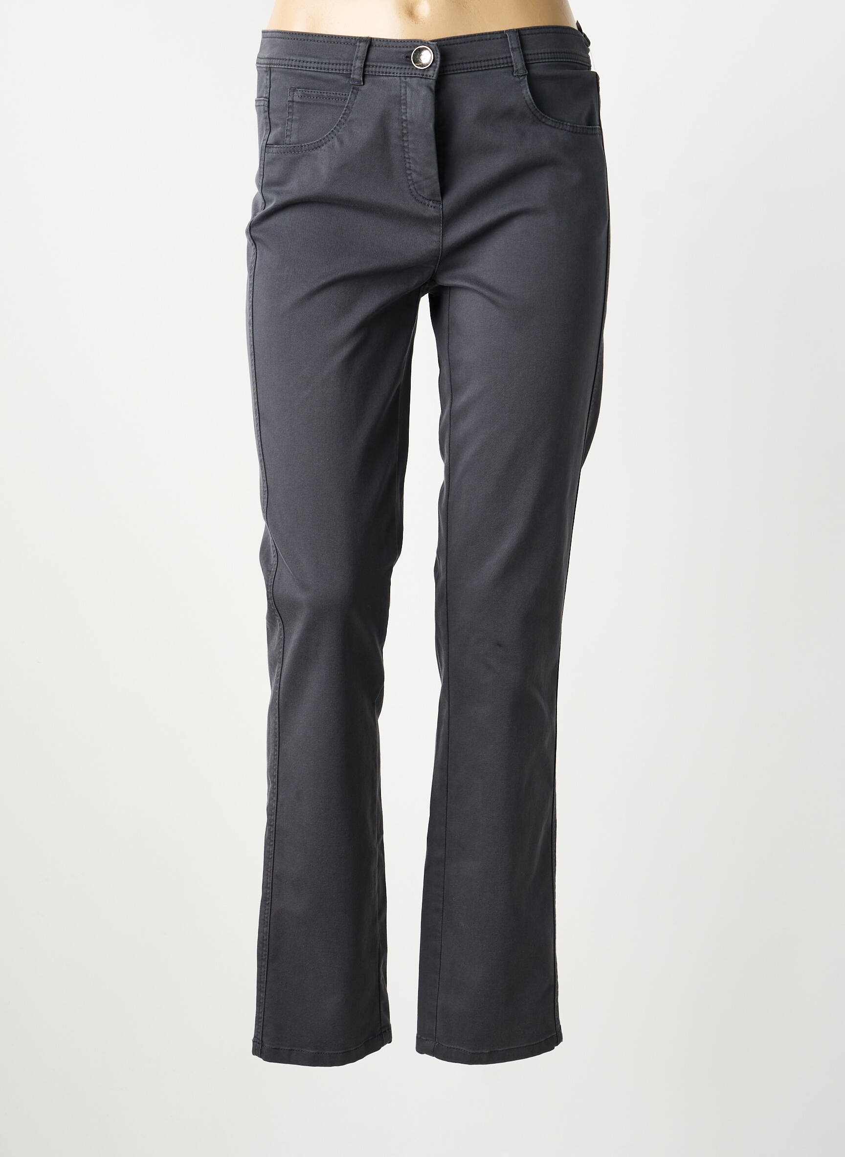 Pantalon droit stretch taille normale gris FRANK WALDER femme