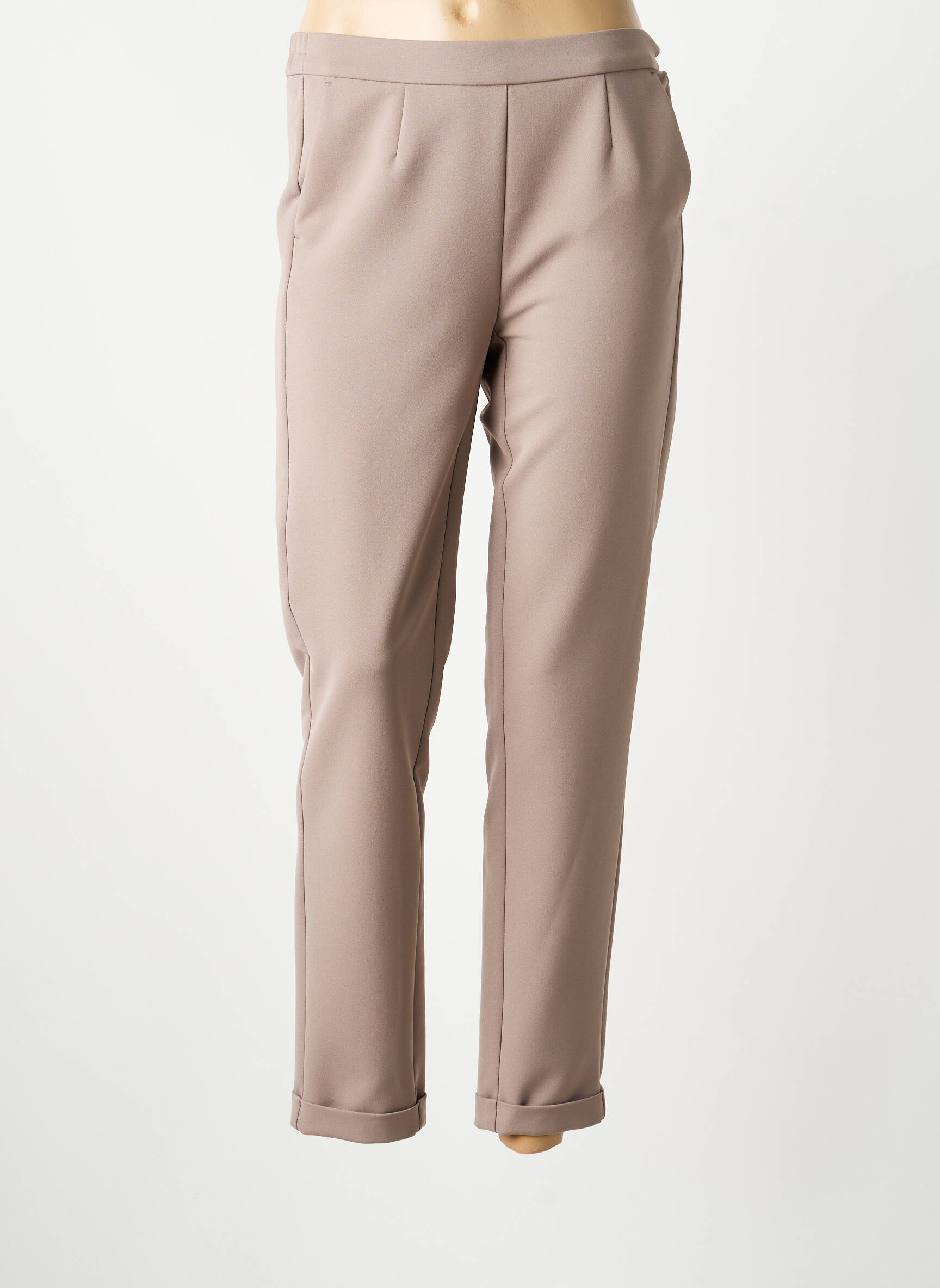 Pantalon slim taille élastique taille normale beige FRANK WALDER femme