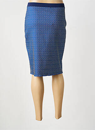 Jupe mi-longue stretch bleu GUY DUBOUIS femme