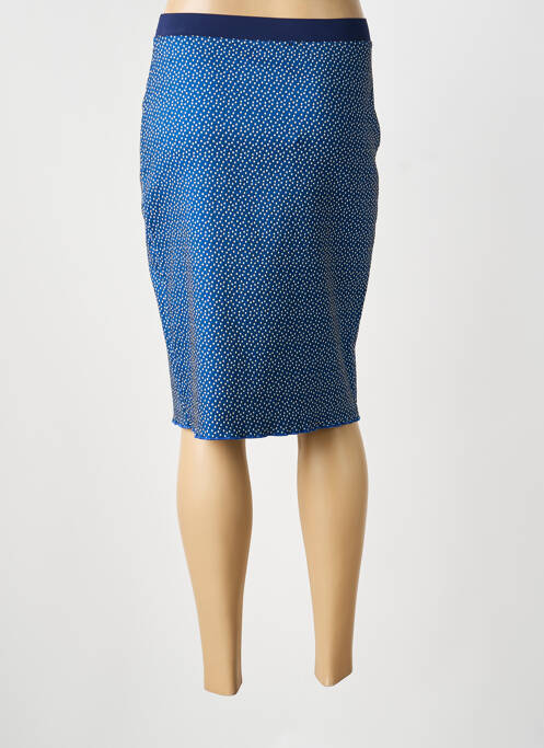 Jupe mi-longue taille normale bleu GUY DUBOUIS femme