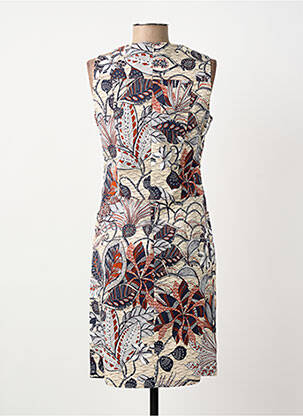 Robe mi-longue imprimé fantaisie sans manche beige MERI & ESCA femme