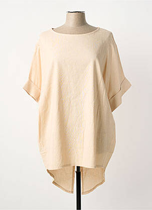 Tunique manches courtes col rond beige COULEURS DU TEMPS femme