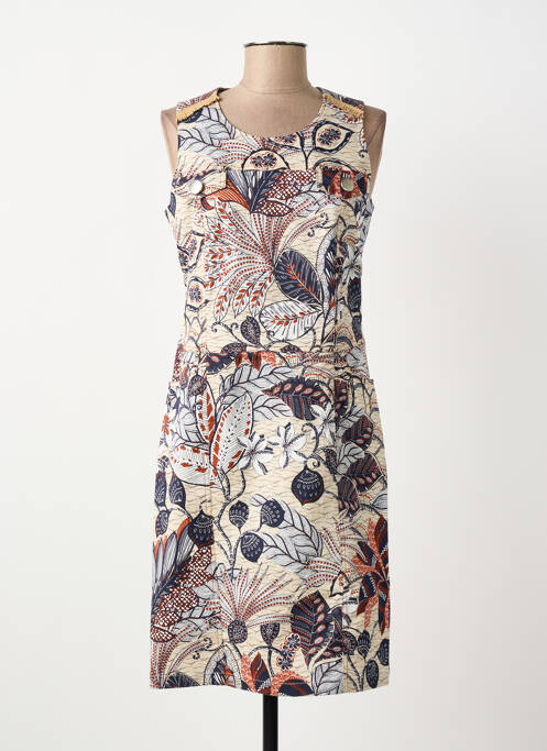 Robe mi-longue imprimé fantaisie sans manche beige MERI & ESCA femme