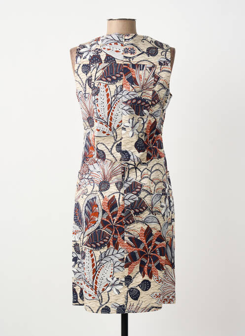 Robe mi-longue imprimé fantaisie sans manche beige MERI & ESCA femme