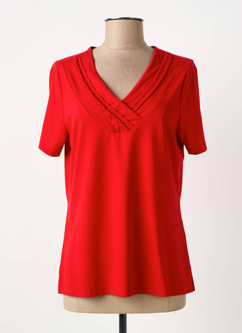 T-shirt col v manches courtes rouge GUY DUBOUIS femme