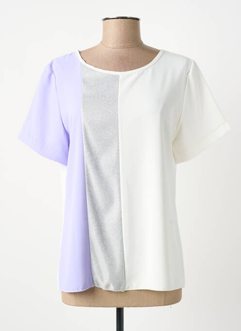 Top manches courtes manches courtes blanc COULEURS DU TEMPS femme